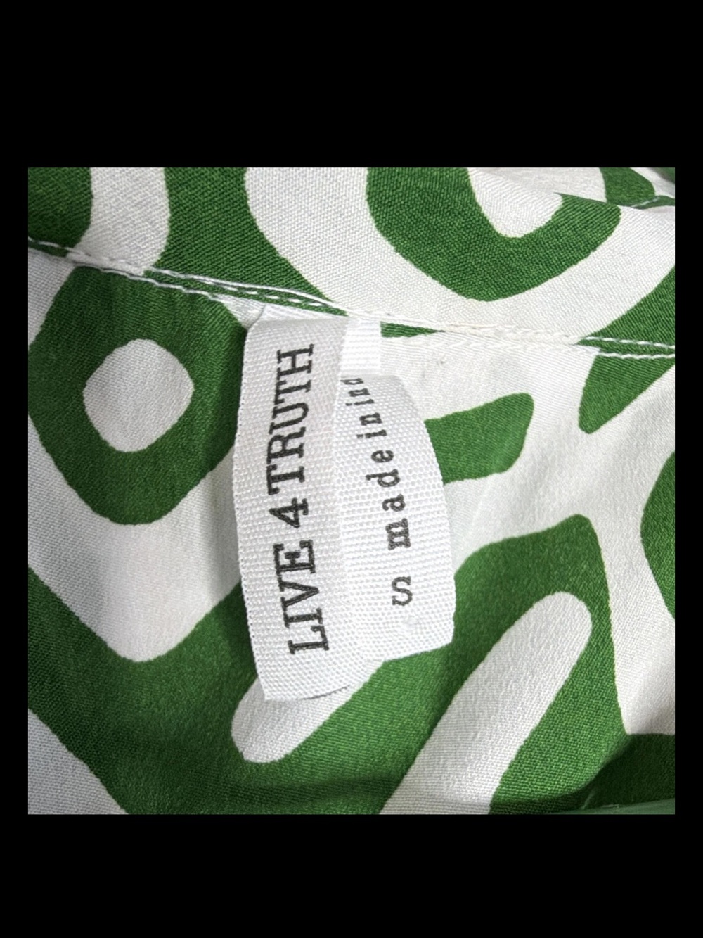 LIVE 4TRUTH Green White Geometric Maxi Shirt Dress Belted Long Sleeve Size Small - Picture 4 of 6